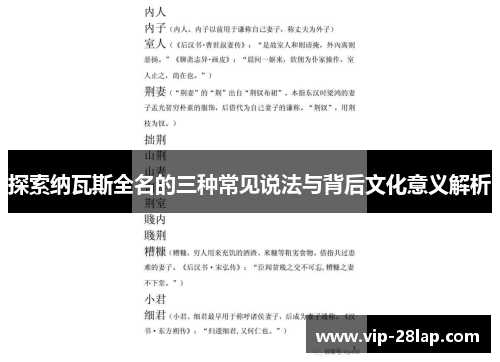 探索纳瓦斯全名的三种常见说法与背后文化意义解析